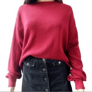 Brandy Melville Waffle Knit Red Longsleeve Top